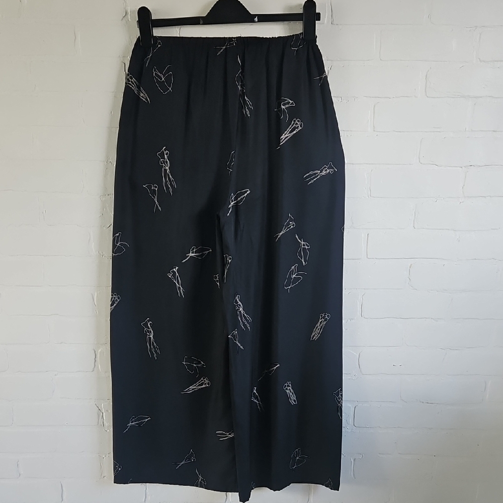 Theory Silk Abstract Palazzo Pants